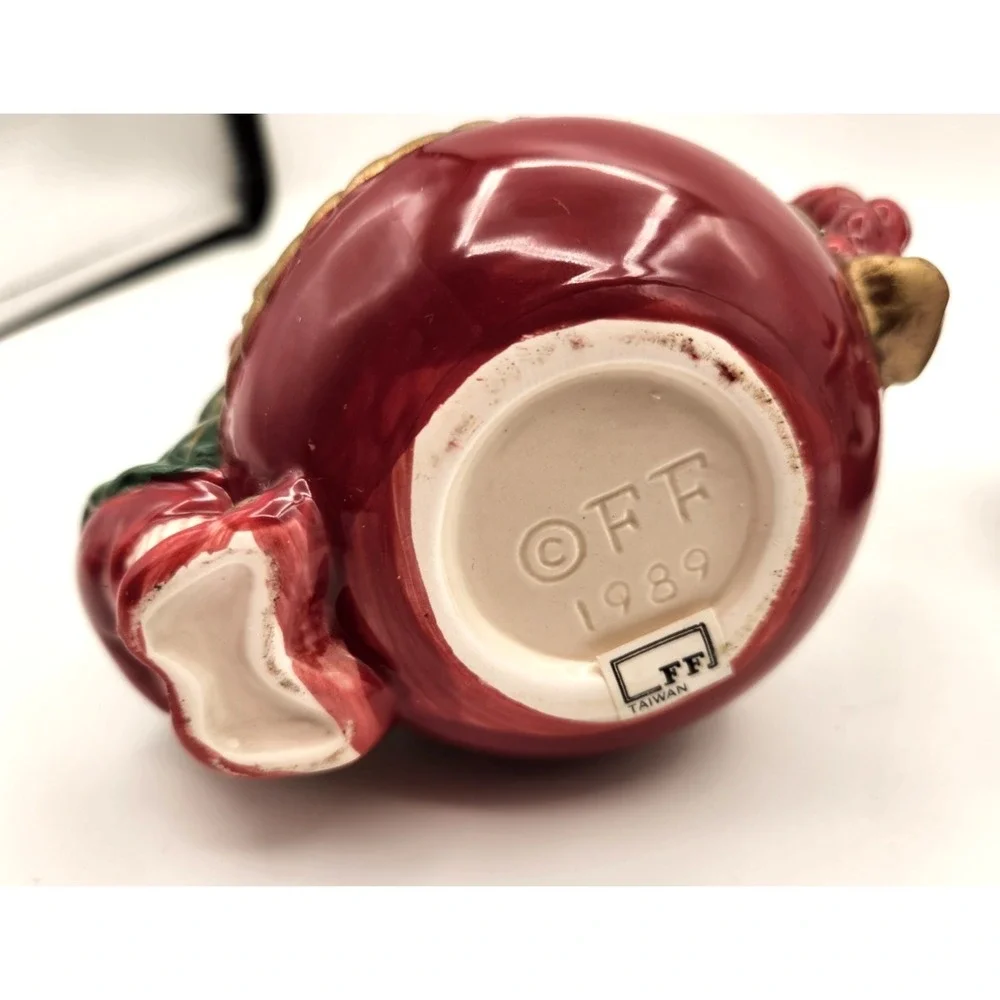 Fitz & Floyd Old World Christmas Elves Sugar Bowl & Creamer 1989 Santa Ceramic